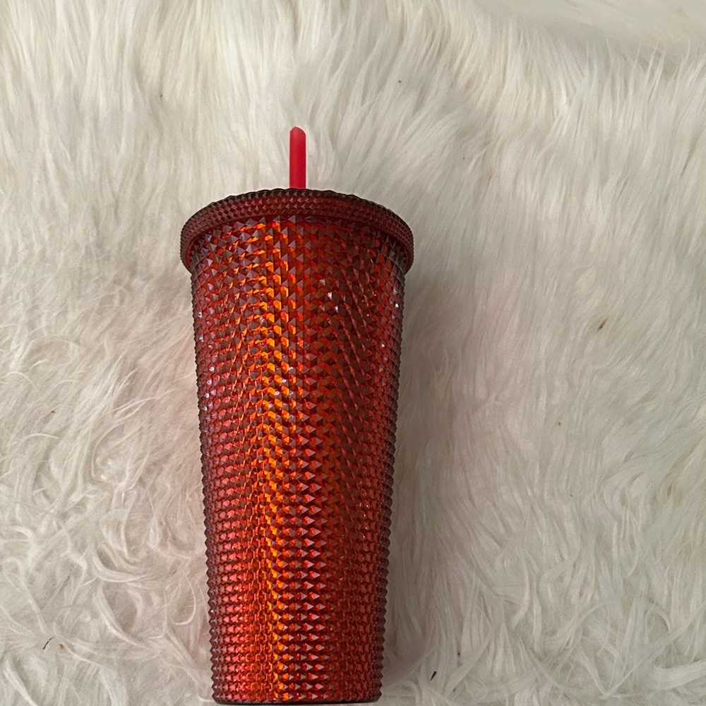 Red Studded Tumbler with Straw